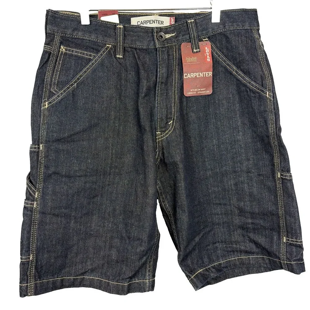 NWT Signature By Levi Strauss Men’s Denim Carpenter Shorts Dark Wash Blue Sz 32